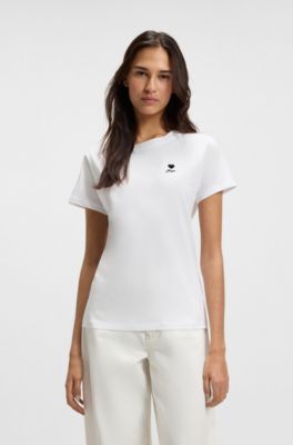 Cotton-jersey T-shirt with chest artwork, White