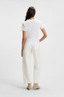 Cotton-jersey T-shirt with chest artwork, White