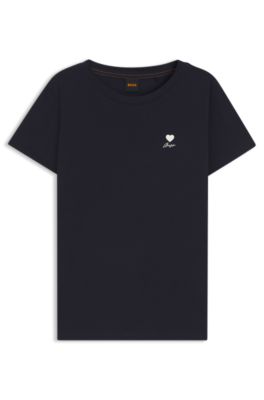 Cotton-jersey T-shirt with chest artwork, Dark Blue