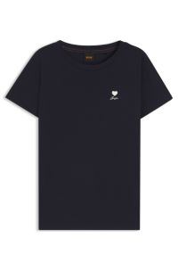 Cotton-jersey T-shirt with chest artwork, Dark Blue