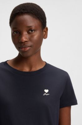 Cotton-jersey T-shirt with chest artwork, Dark Blue