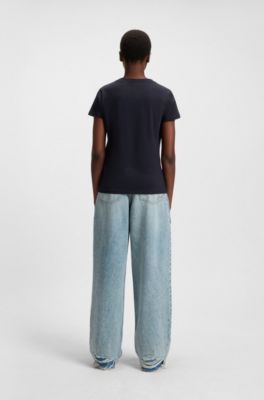 Cotton-jersey T-shirt with chest artwork, Dark Blue