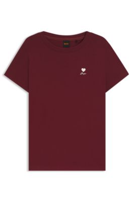 Cotton-jersey T-shirt with chest artwork, Dark Red