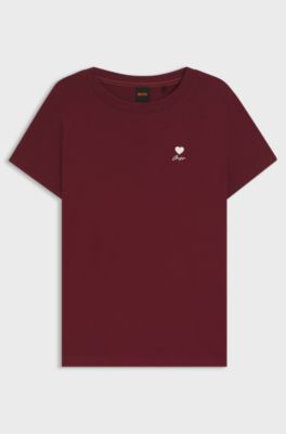 Cotton-jersey T-shirt with chest artwork, Dark Red
