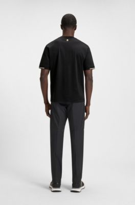 Pima-cotton T-shirt with tennis ball graphics, Black