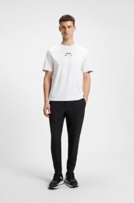 Pima-cotton T-shirt with tennis ball graphics, White