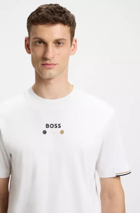 Pima-cotton T-shirt with tennis ball graphics