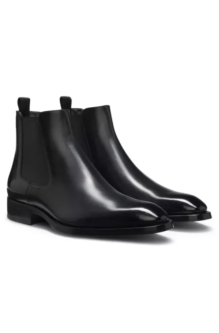 Leather Chelsea boots with elasticated panels