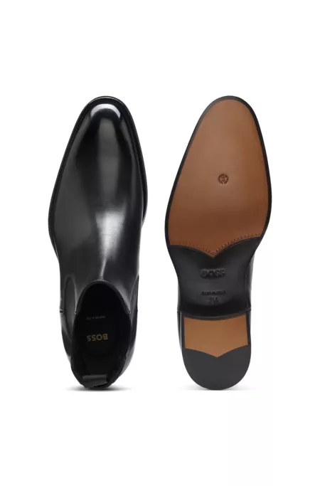 Leather Chelsea boots with elasticated panels