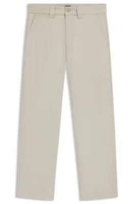 Straight-fit trousers in cotton-blend twill, Light Beige