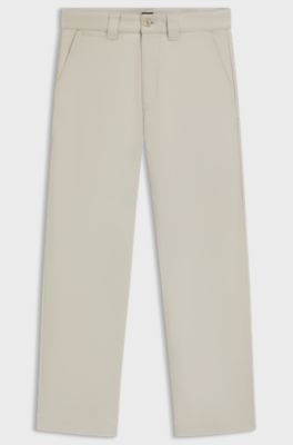 Straight-fit trousers in cotton-blend twill, Light Beige
