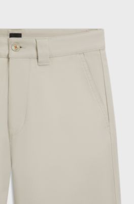 Straight-fit trousers in cotton-blend twill, Light Beige