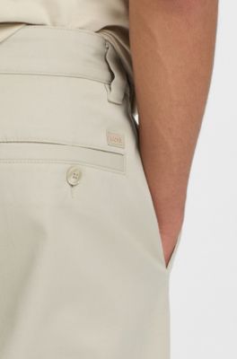 Straight-fit trousers in cotton-blend twill, Light Beige