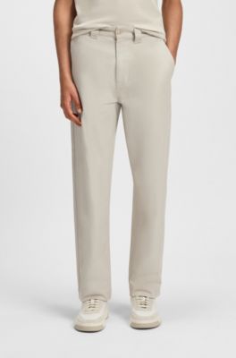 Straight-fit trousers in cotton-blend twill, Light Beige