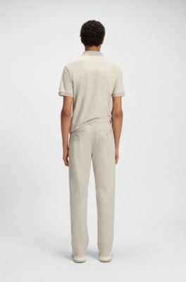 Straight-fit trousers in cotton-blend twill, Light Beige