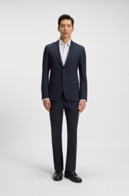 Bedrucktes Slim-Fit Hemd aus funktionalem Stretch-Jersey, Blau gemustert