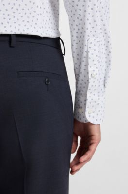 Slim-fit shirt in printed performance-stretch jersey, Blue Patterned