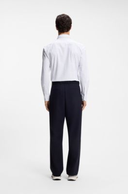 Slim-fit shirt in printed performance-stretch jersey, Blue Patterned