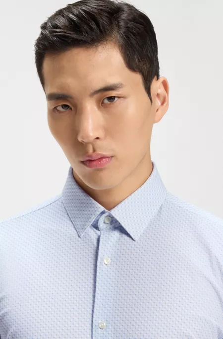 Slim-fit shirt in printed performance-stretch jersey