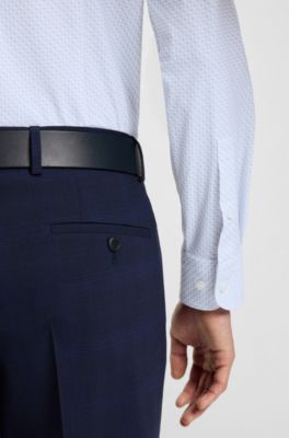 Slim-fit overhemd van hoogwaardige stretchjersey met print, Lichtblauw