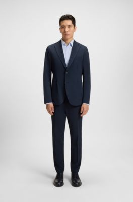 Slim-fit shirt in striped performance-stretch fabric, Light Blue