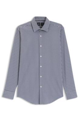 Slim-fit shirt in checked performance-stretch poplin 1