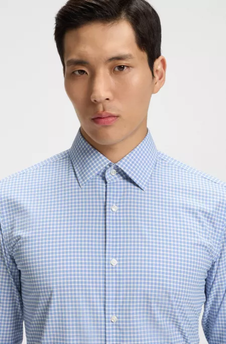 Chemise Slim en popeline stretch performante à carreaux