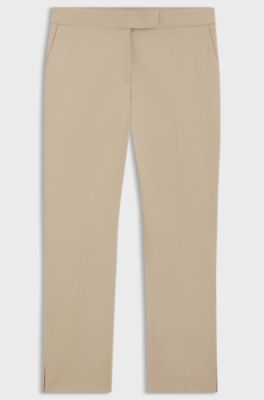 Slim-fit trousers in stretch cotton, Light Beige