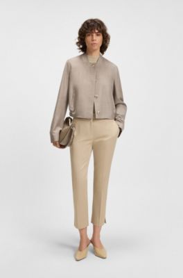 Slim-fit trousers in stretch cotton, Light Beige