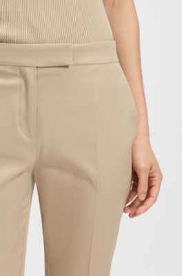 Slim-fit trousers in stretch cotton, Light Beige