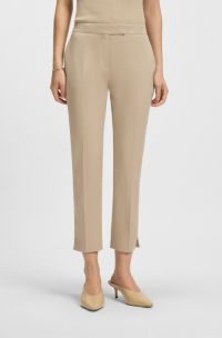 Slim-fit trousers in stretch cotton, Light Beige