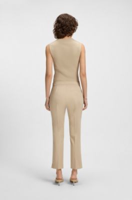 Slim-fit trousers in stretch cotton, Light Beige