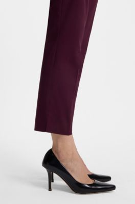 Slim-fit trousers in stretch cotton, Bordeaux