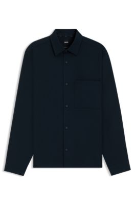Relaxed-fit overshirt in performance-stretch twill, Dark Blue