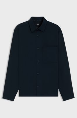 Relaxed-fit overshirt in performance-stretch twill, Dark Blue