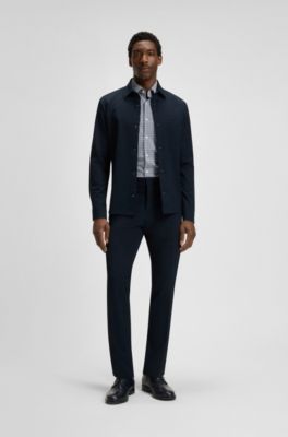 Relaxed-fit overshirt in performance-stretch twill, Dark Blue