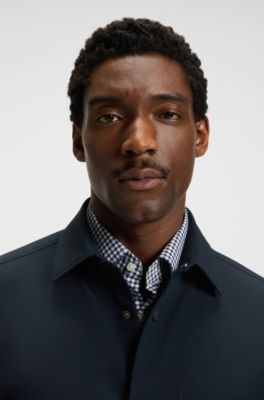 Relaxed-fit overshirt in performance-stretch twill, Dark Blue