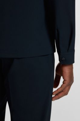 Relaxed-fit overshirt in performance-stretch twill, Dark Blue