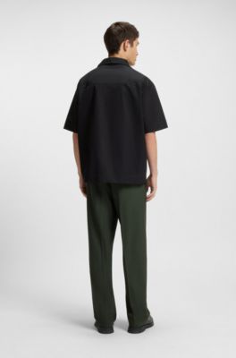 Camisa oversize fit en algod&oacute;n con tacto de papel, Negro