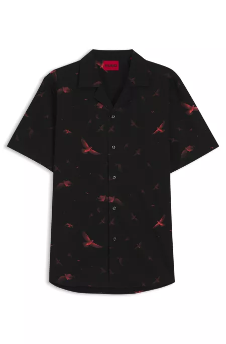 Relaxed-fit shirt in printed cotton poplin
