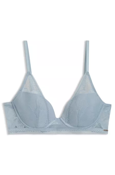 Soutien-gorge à décolleté plongeant en microfibre avec dentelle motif pivoine
