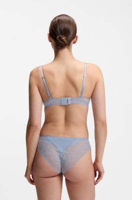 Push-up bra in microfibre with peony lace, Light Blue