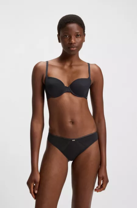 Underwire bra in microfibre with lace inserts