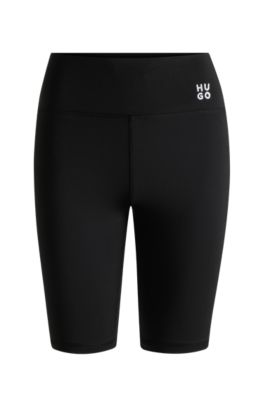 Stretch-jersey bike shorts with stacked logo, Black