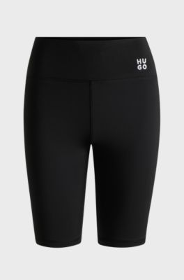 Stretch-jersey bike shorts with stacked logo, Black