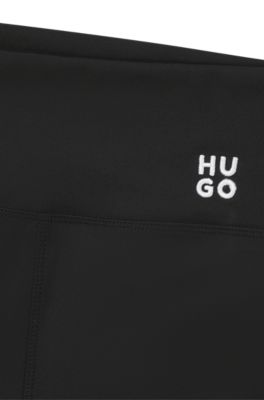 Stretch-jersey bike shorts with stacked logo, Black