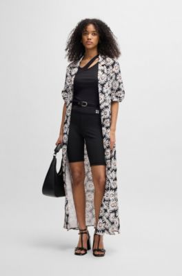 Stretch-jersey bike shorts with stacked logo, Black