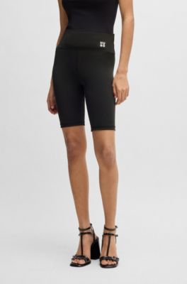Stretch-jersey bike shorts with stacked logo, Black