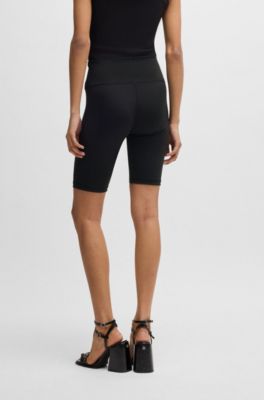 Stretch-jersey bike shorts with stacked logo, Black
