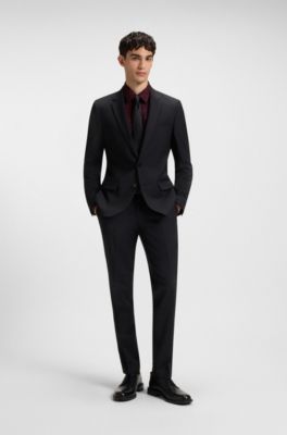 Chemise Slim en popeline de coton imprim&eacute;e, Rouge &agrave; motif